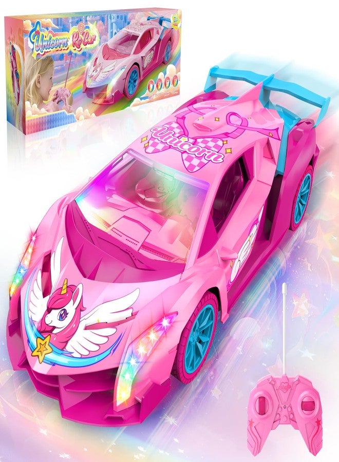 Tqeieu Unicorn RC Car for Girls, Rainbow Glow & Drift Wing Remote Control Car,2.4GHz RC Cars 1:18 Scale,Kids Toys Age 3 4 5 6 7 8 9 10 11 12,Girls Birthday Gifts,Christmas Basket Stuffers for Kids Age 3-12 - Image 1